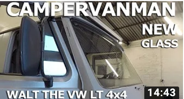 New windscreen glass in the 4x4 VW LT camper van
